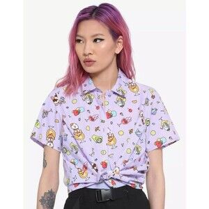Line Friends BT21 Brown & Friends All Over Print Button Up Tie Front Shirt